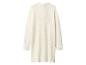 Crèmekleurige trui-jurk met lange mouwen en ronde hals