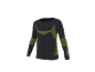 Zwart sportshirt met lange mouwen en neongroene geometrische patronen.