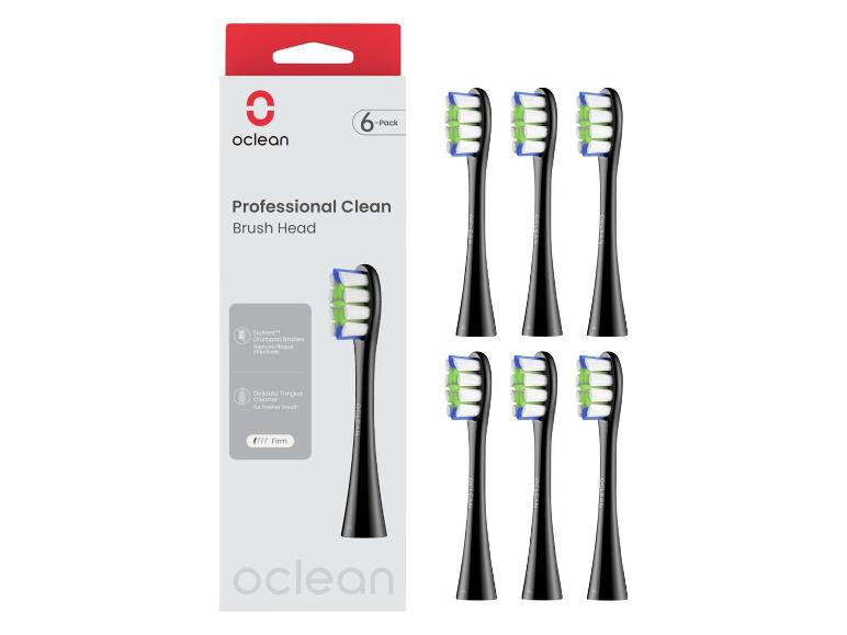 Zes Oclean elektrische tandenborstelkoppen met diamantborstels.