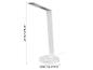 Witte LED-bureaulamp met draadloze oplader, ca. 82 cm hoog.