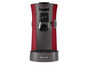 Een rood en grijs Philips Senseo koffiezetapparaat.
