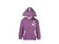 Paarse kinderhoodie met eenhoorngezicht op capuchon en hartapplicaties