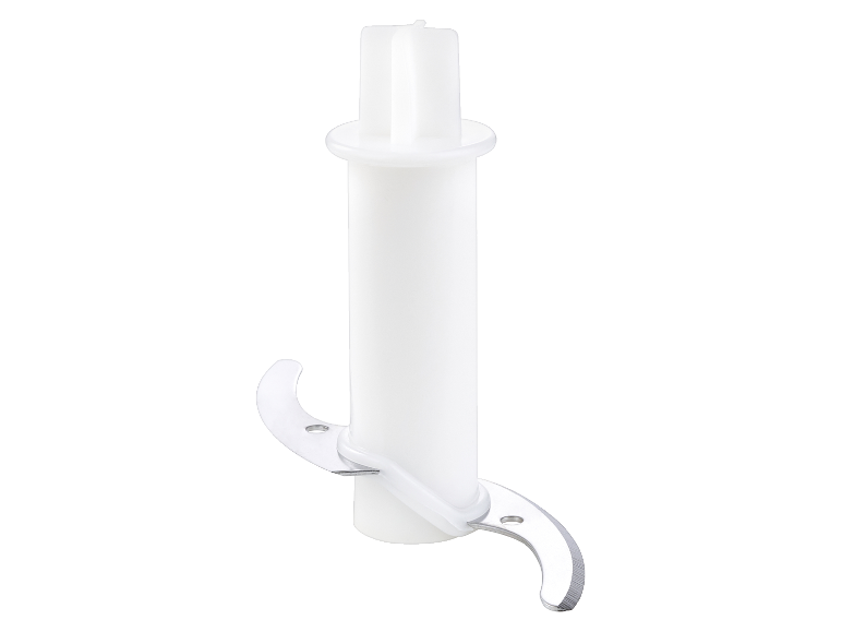 Hakmes met witte plastic behuizing.