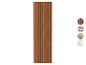Decoratief houten wandpaneel met steen- en marmertextuurstalen.