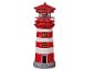 28 cm rood-witte decoratieve vuurtoren met ramen en deur, LED-verlichting