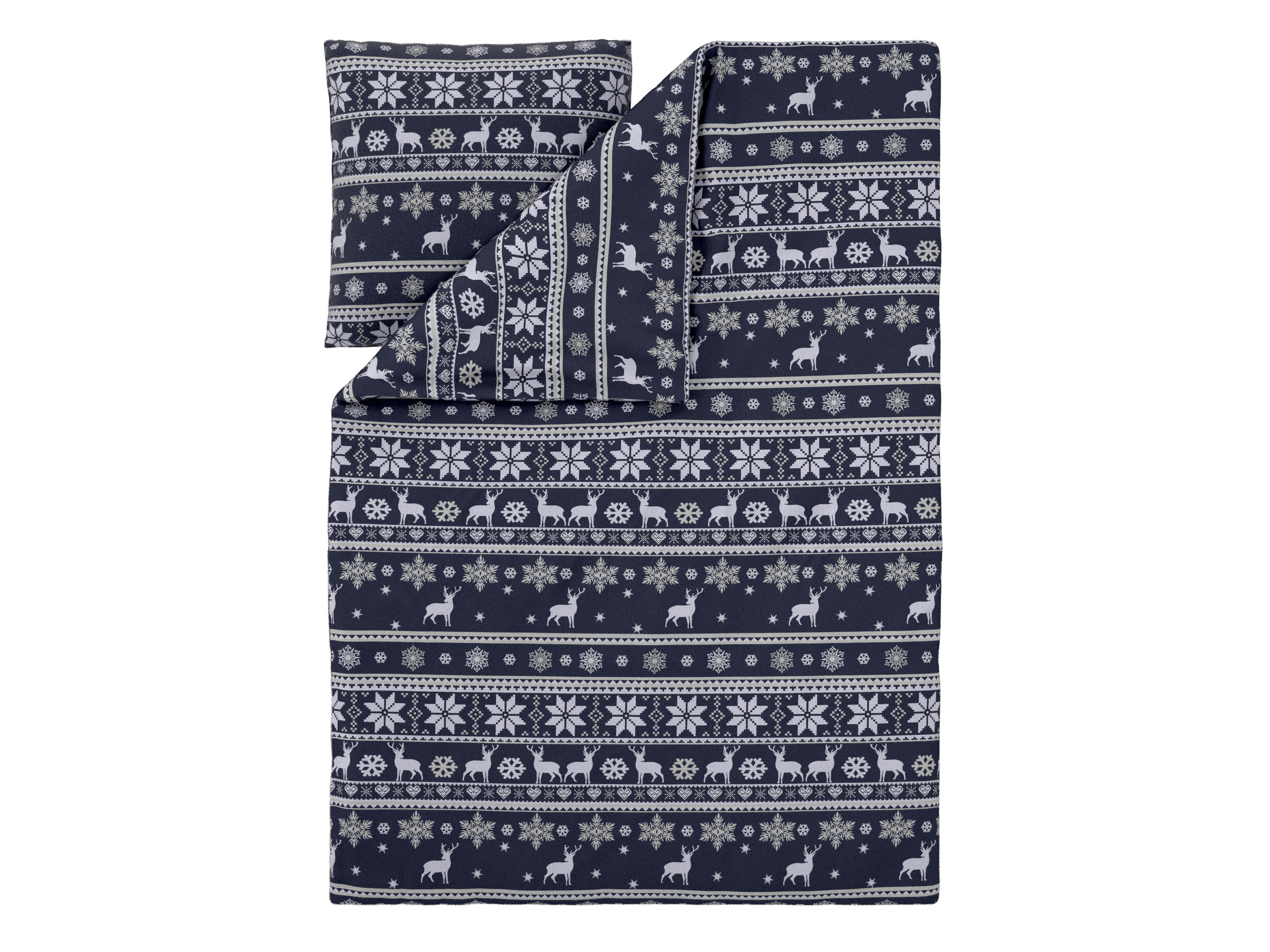 LIVARNO Dekbedovertrek Fleece 140 x 200 cm (Let op: LV OSNL) (Donkerblauw/wit) afbeelding