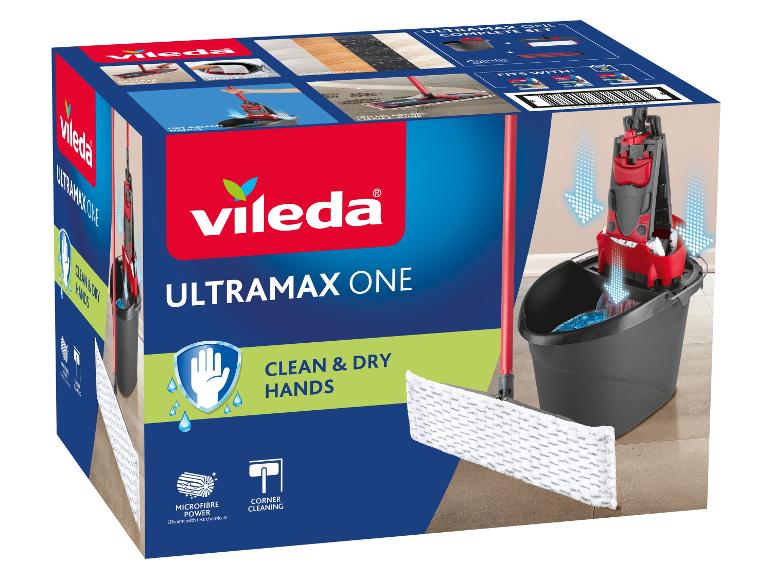 Ultramax One schoonmaakset met mop, emmer en navulling, belooft schone en droge handen.
