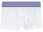Witte boxershorts met blauwe, gestreepte band