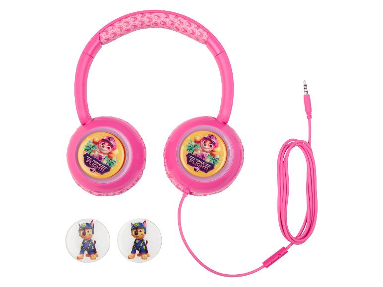 Roze Paw Patrol koptelefoon met twee stickers.