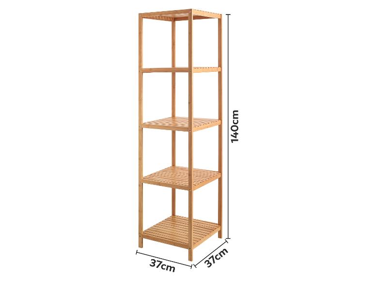 Bamboe badkamerrek met 5 planken, 140x37x37cm.