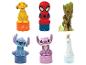 Zes figuren van Disney- en Marvel-personages, waaronder Simba, Spider-Man, Groot, Stitch en Elsa.