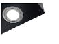 Close-up van een zwart afzuigkaplicht met een zilveren ring, met 'LAMP MAX 1.5W 12V'.