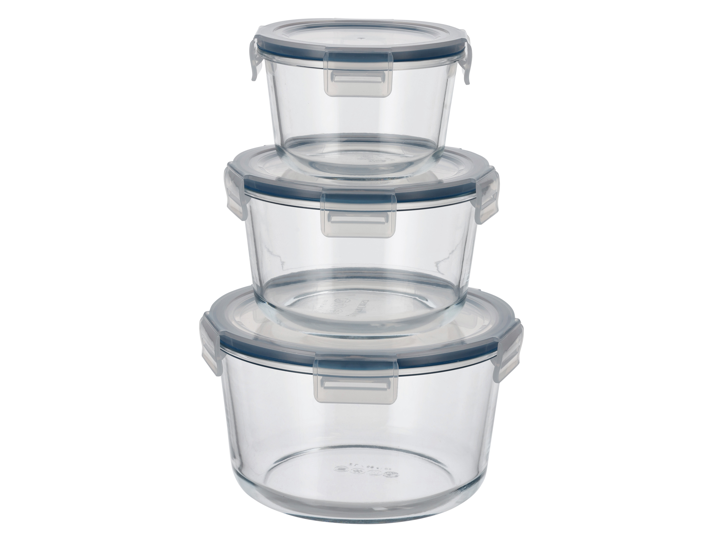 SILVERCREST Set van 3 glazen vershoudbakjes (Rond) afbeelding