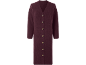 Lange geribbelde gebreide cardigan voor dames in bordeaux met knopen.