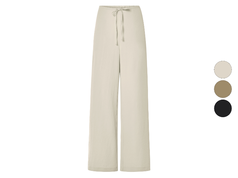 Lange, hoge taille broek in beige, verkrijgbaar in verschillende kleuren.