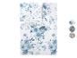 Wit beddengoed met blauw aquarel bloemenpatroon en alternatieve patronen.