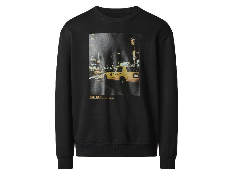 Zwart sweatshirt met print van een New Yorkse taxi.