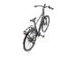 Grijze elektrische fiets met bagagedrager en display.