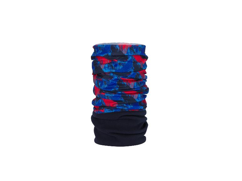 Multifunctionele nekwarmer met bergpatroon in blauw en rood