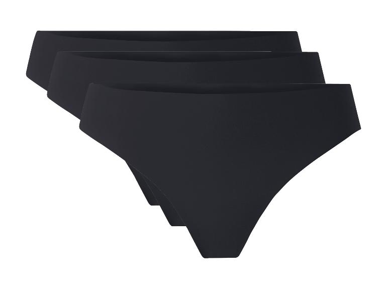 Driepak zwarte, hoog uitgesneden, naadloze damesonderbroeken.