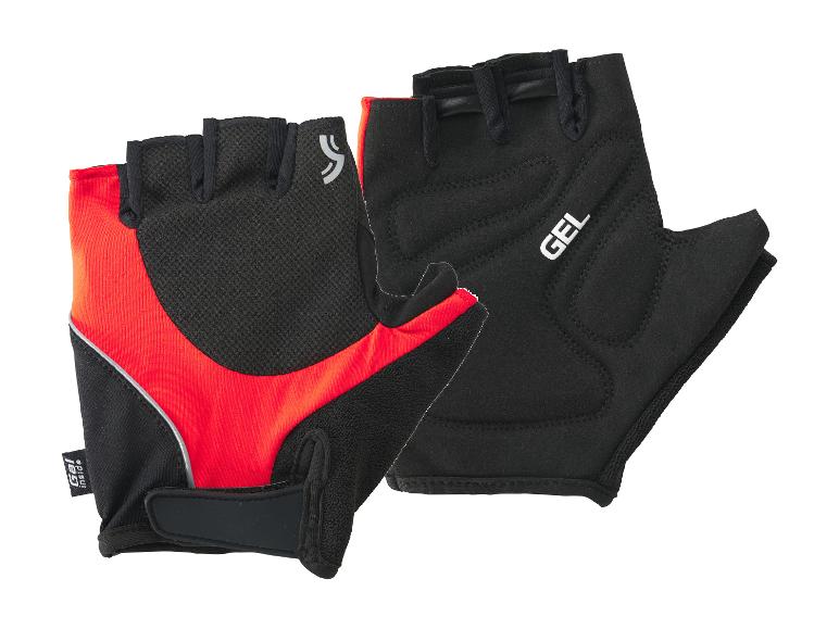 Fiets handschoenen, gel, zwart en rood.
