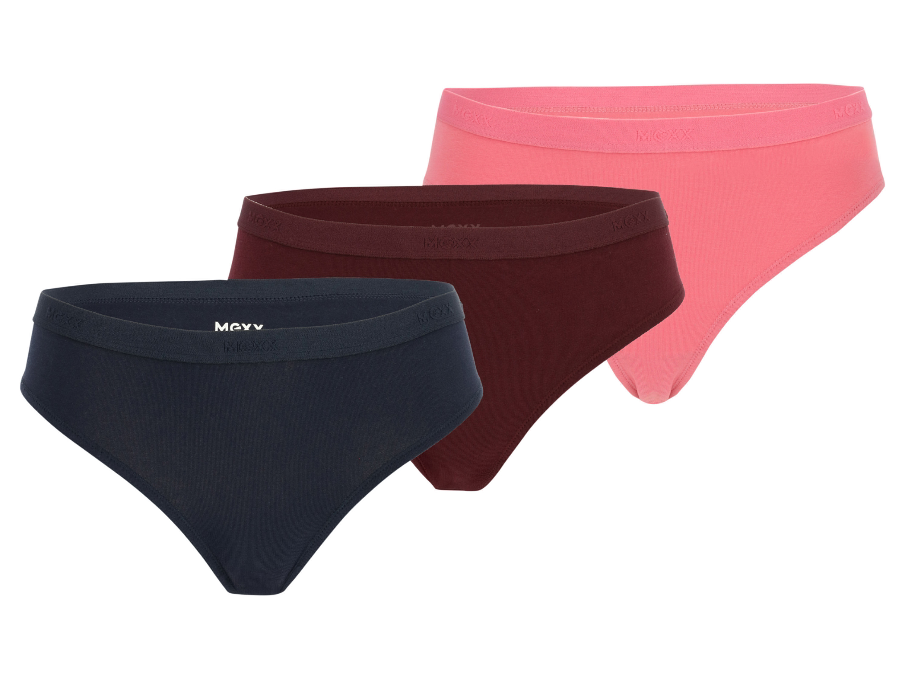 MEXX Set van 3 dames onderbroeken (zwart/bordeaux/roze, M)