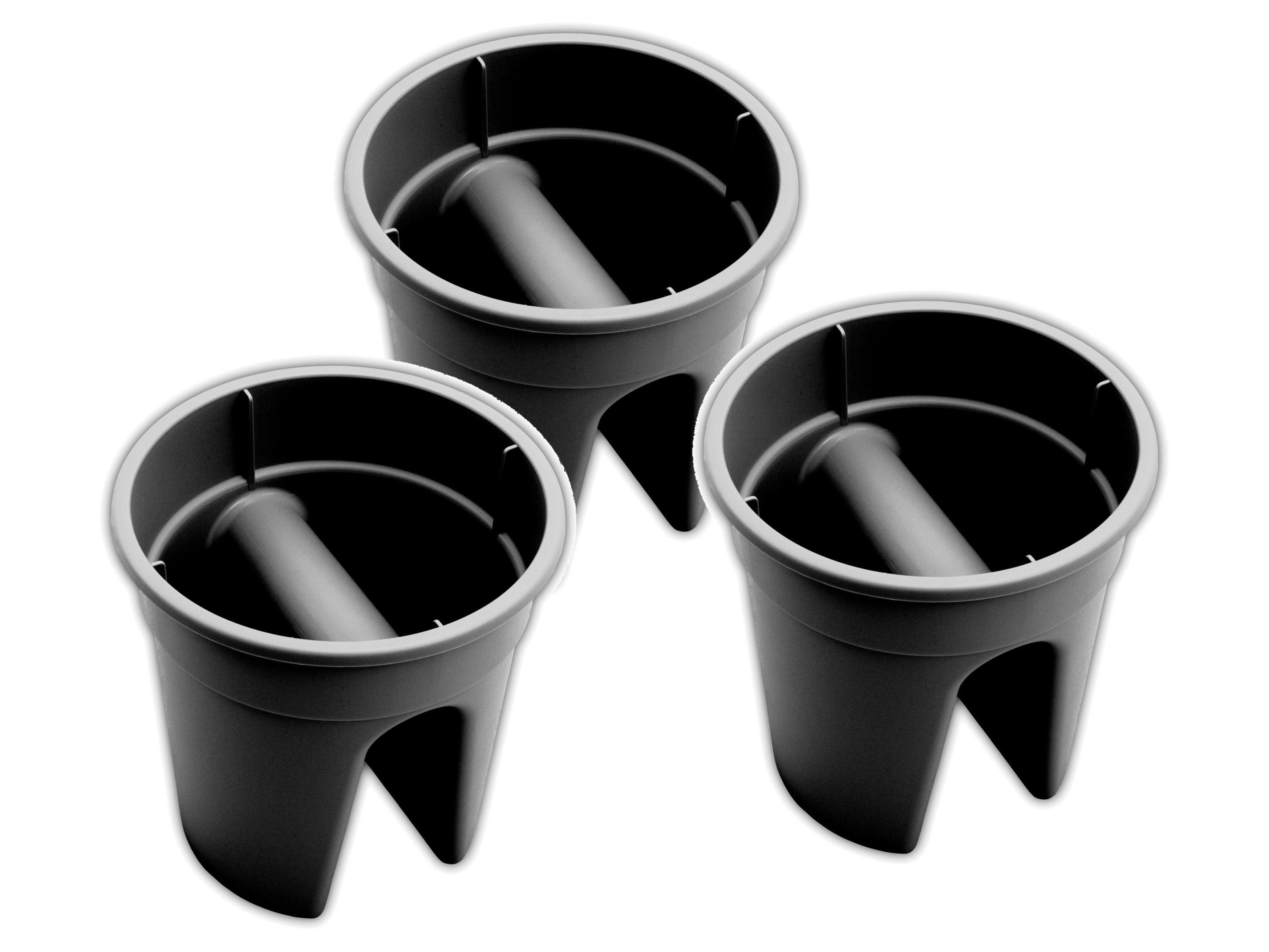 KHW Set van 3 balkon bloempotten Flowerclip (Antraciet)