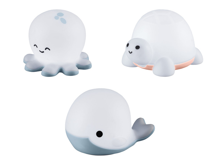 Octopus, schildpad en walvis nachtlampjes voor kinderen.