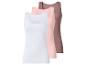 Drie dames tanktops: wit, lichtroze en bruin.