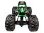 Grave Digger monstertruck speelgoed met groene vlammen en grote banden.
