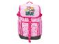 Roze kinderrugzak met een cartoonhond en de tekst 'WE'VE GOT WINGS TO SAVE!'