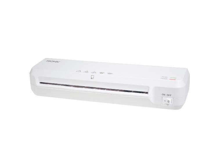 Witte Tronic lamineermachine met aan/uit-schakelaar en indicatielampjes
