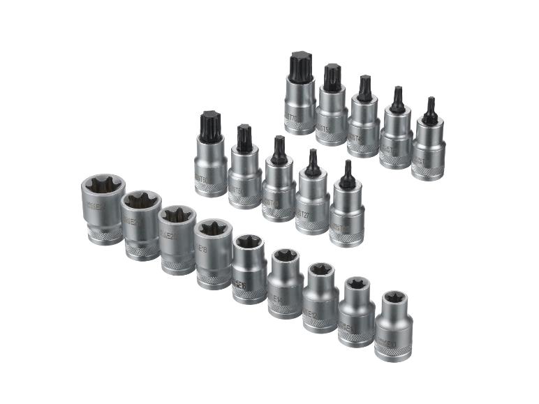Set Torx en E-Torx doppen van chroom vanadium.