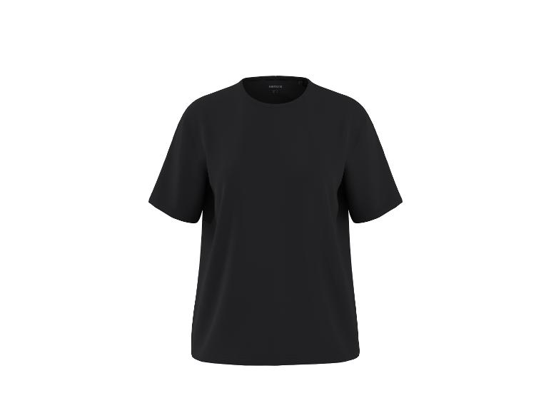 Zwart, effen T-shirt met korte mouwen.