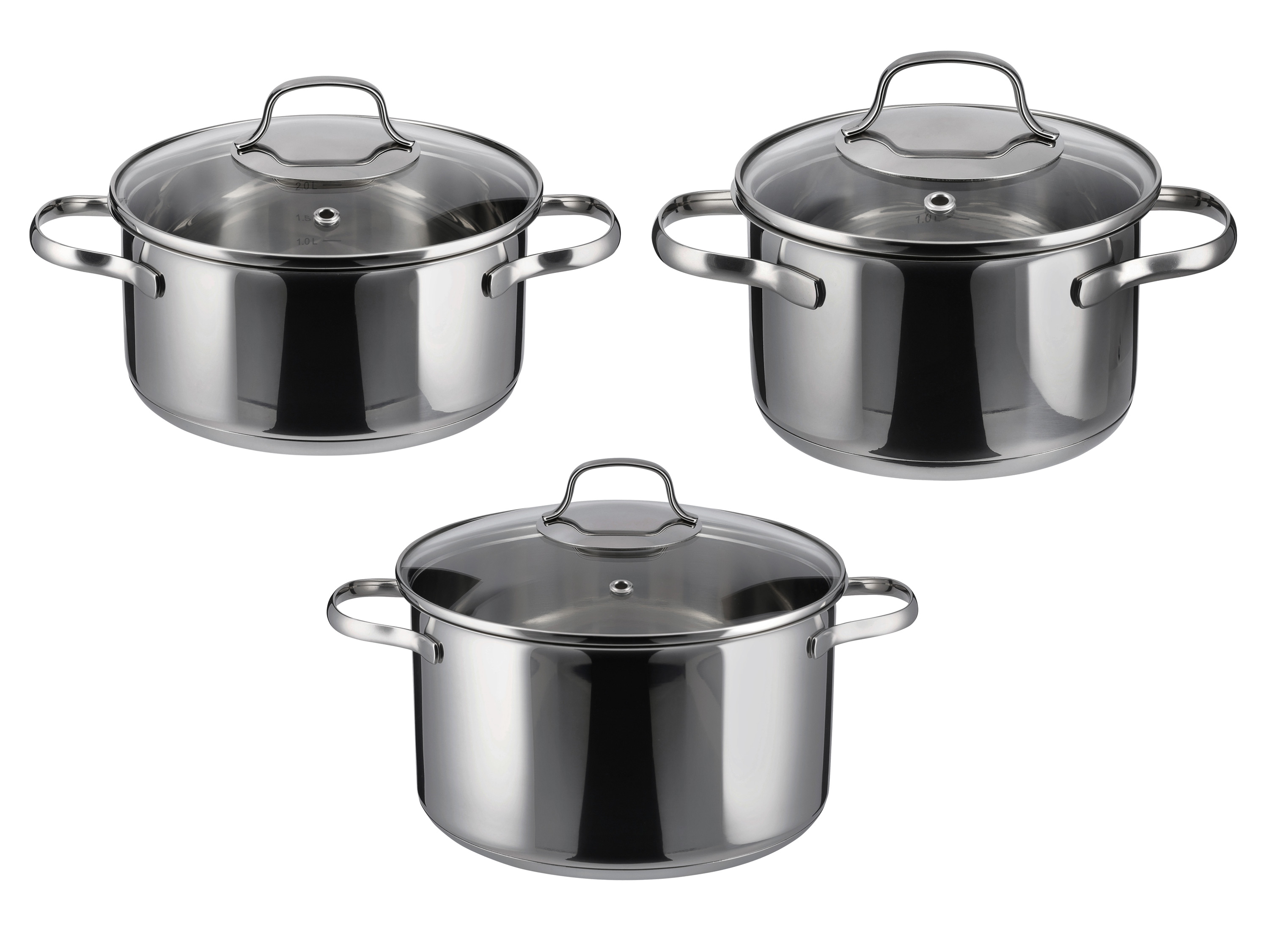 SILVERCREST Set van 3 RVS kookpannen afbeelding