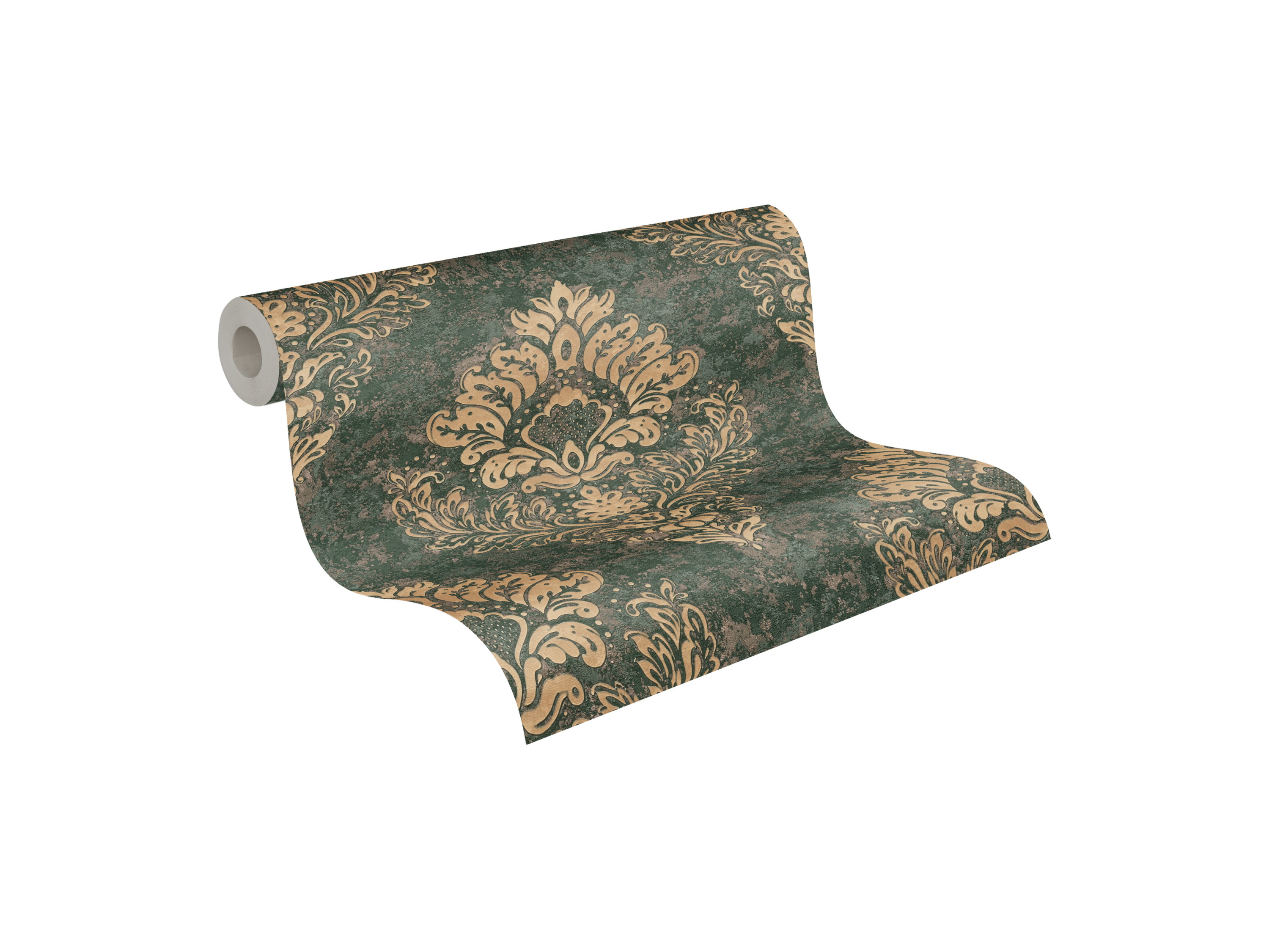 AS CRÉATION Vliesbehang 10,05 m x 53 cm (Donkergroen met goudbeige, 10,05 x 0,53 m)