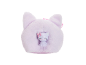 Pluche lila tasje in de vorm van een kattenkop met een klein kattenfiguurtje