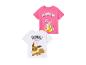 Twee Pokémon T-shirts voor kinderen: een roze met Pikachu en een witte met Eevee.
