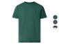 Groen T-shirt met korte mouwen, klein geborduurd logo en kleurstalen.