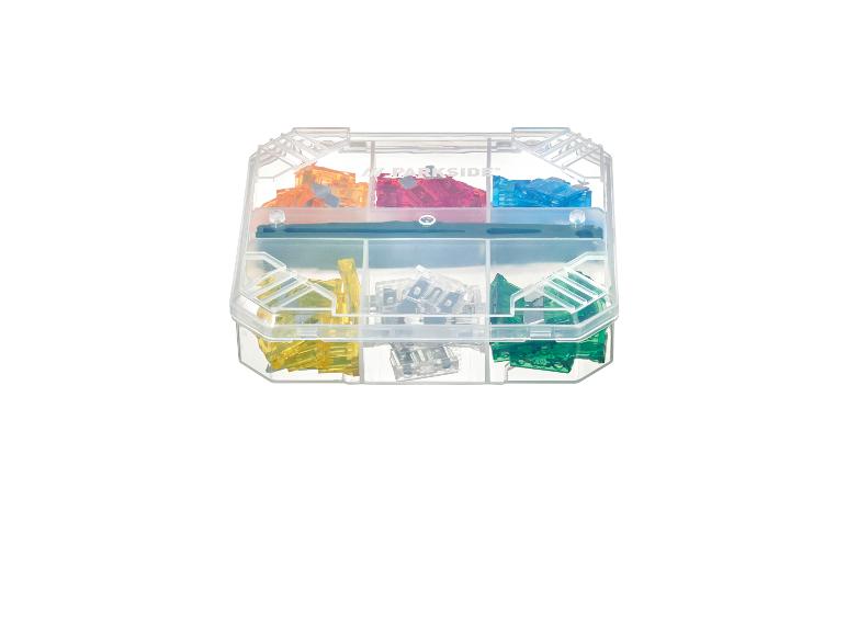 Parkside zekeringenset in een doorzichtige doos.