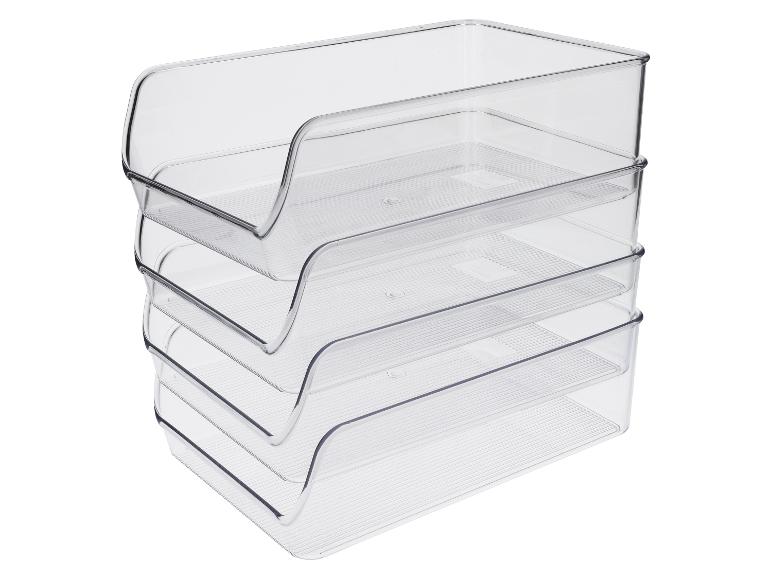 Transparante, stapelbare koelkastorganizers met open voorkant