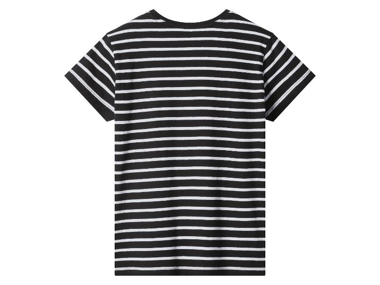 Zwart-wit gestreept T-shirt met korte mouwen, achterkant.