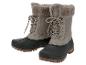 Paar beige en zwarte winterlaarzen met imitatiebont voering en veters