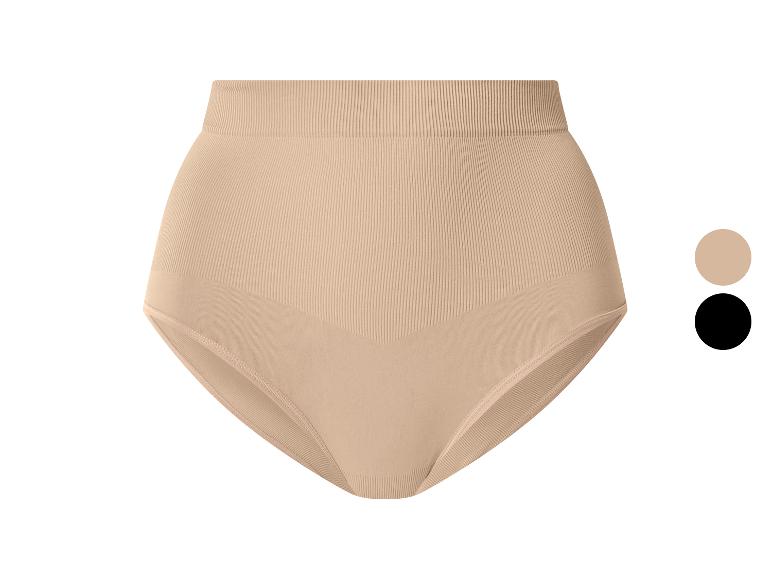 Naadloze dames high-waist slip in beige, met beige en zwarte kleurstalen.