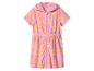 Roze kinderstrandjurk met capuchon en bloemenprint