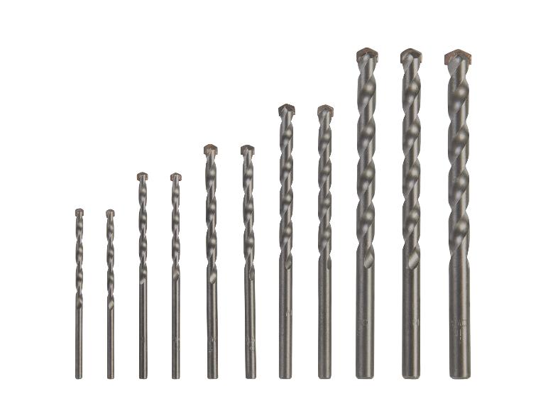 Een set van tien boren, geschikt voor beton.