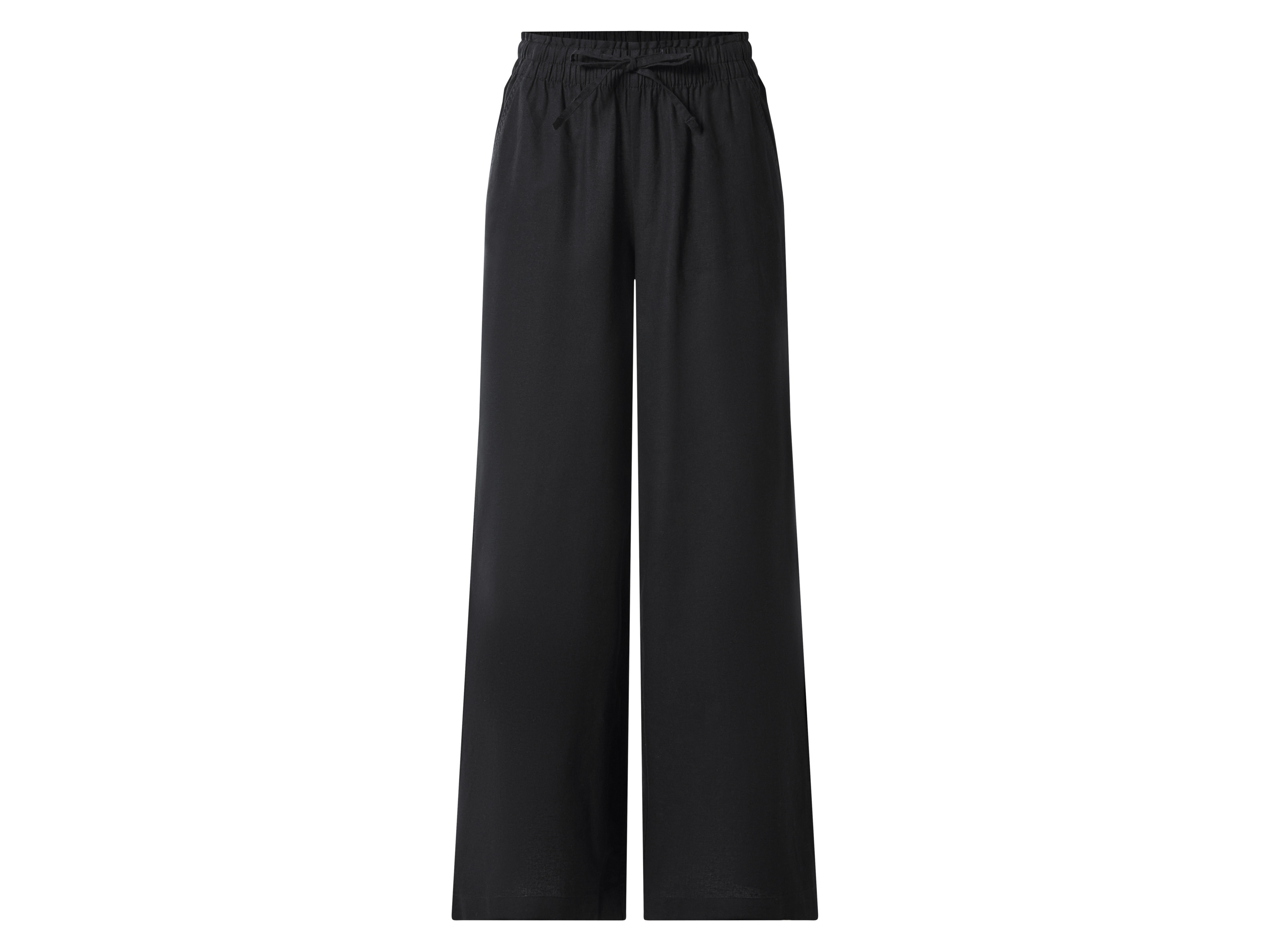ESMARA Dames broek met linnen (Zwart, XS (32/34))