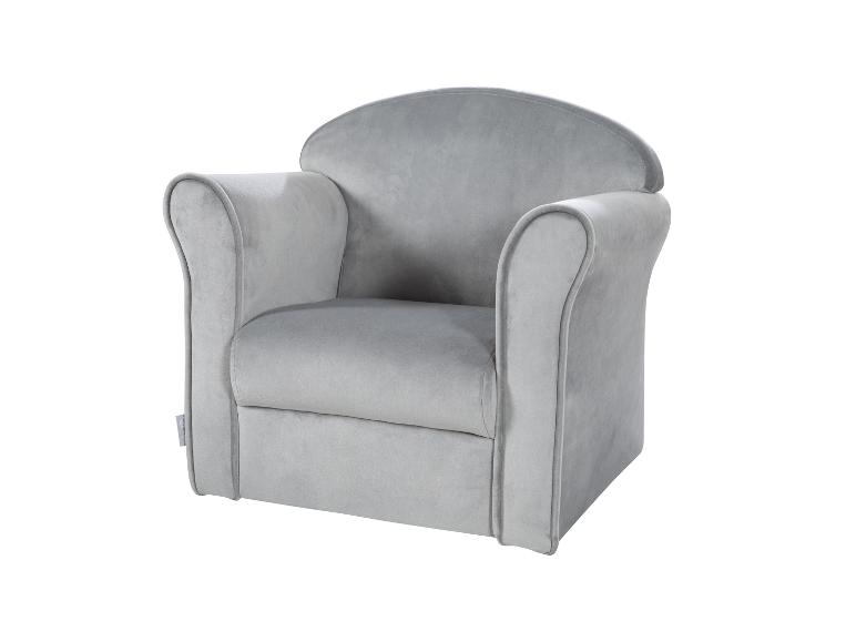 Lichtgrijze fluwelen kinderfauteuil