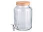 Glazen drankdispenser met geribbeld design en koperkleurig deksel