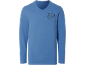 Blauw T-shirt met lange mouwen, V-hals en 'Coffee Club Everyday' opdruk.
